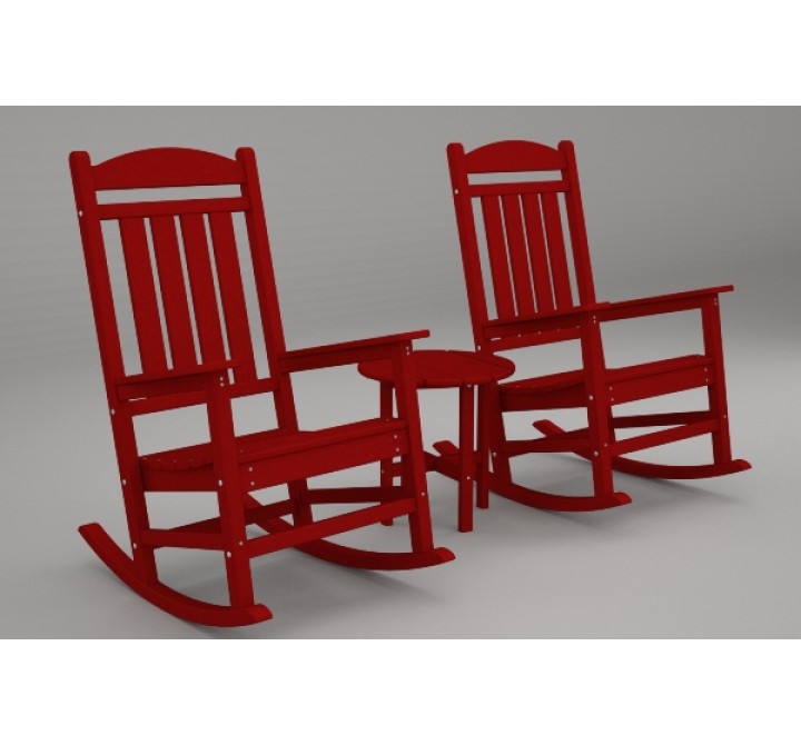 Poly-Wood Presidential 3-Pc. Rocker Set in Sunset Red