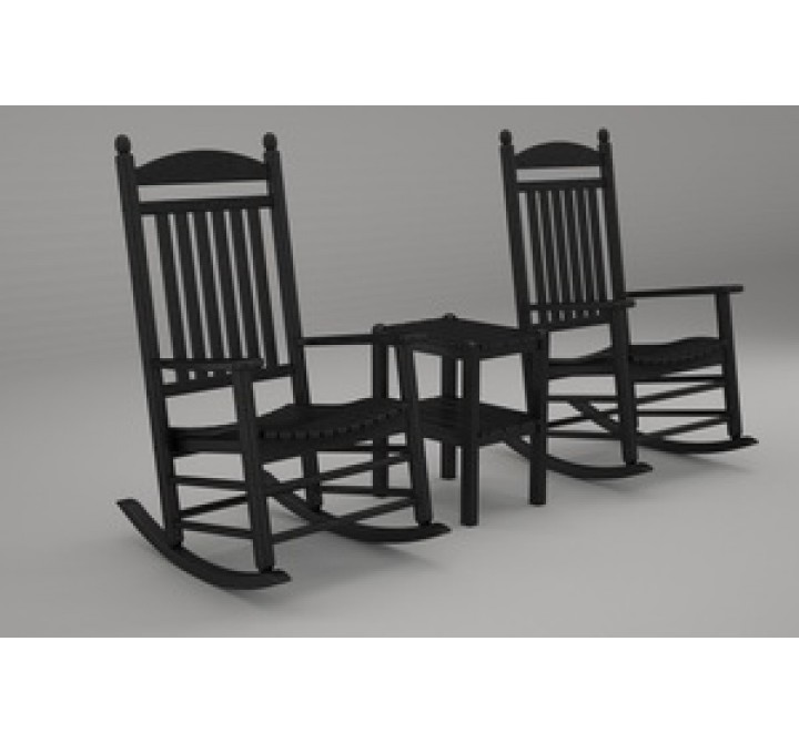 Poly-Wood Jefferson 3-Pc. Rocker Set in Black