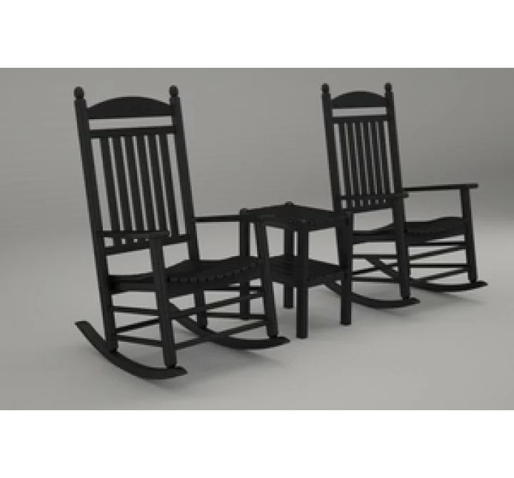 Poly-Wood Jefferson 3-Pc. Rocker Set in Black