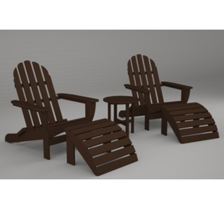 Poly-Wood Curved Back Adirondack Set in Mahogany