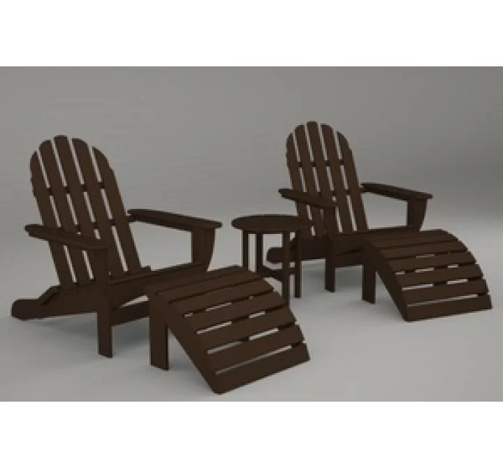 Poly-Wood Curved Back Adirondack Set in Mahogany