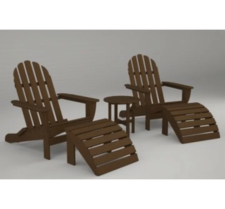 Poly-Wood Curved Back Adirondack Set in Teak
