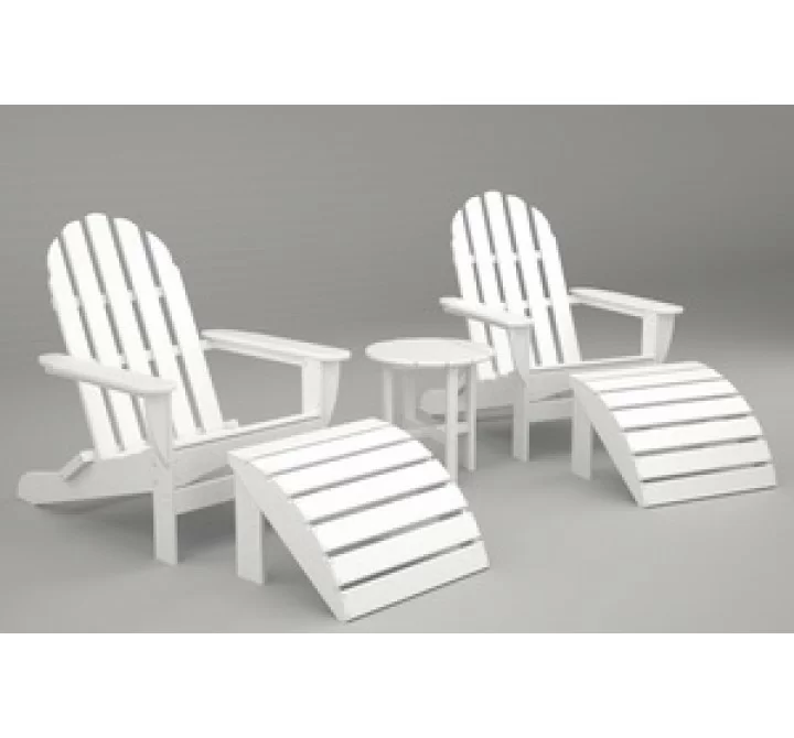 Poly-Wood Curved Back Adirondack Set in White