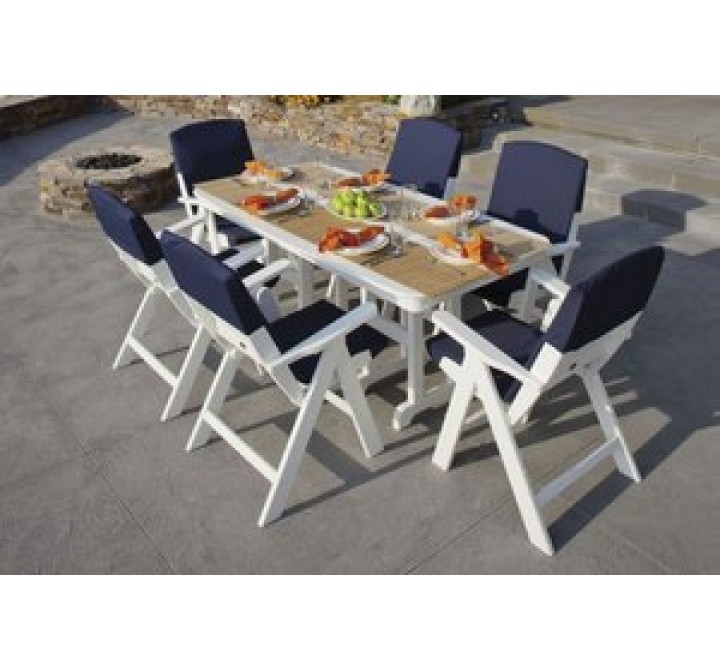 POLYWOOD¨ Nautical 7-Piece Dining Set w/ Slipcushionsª