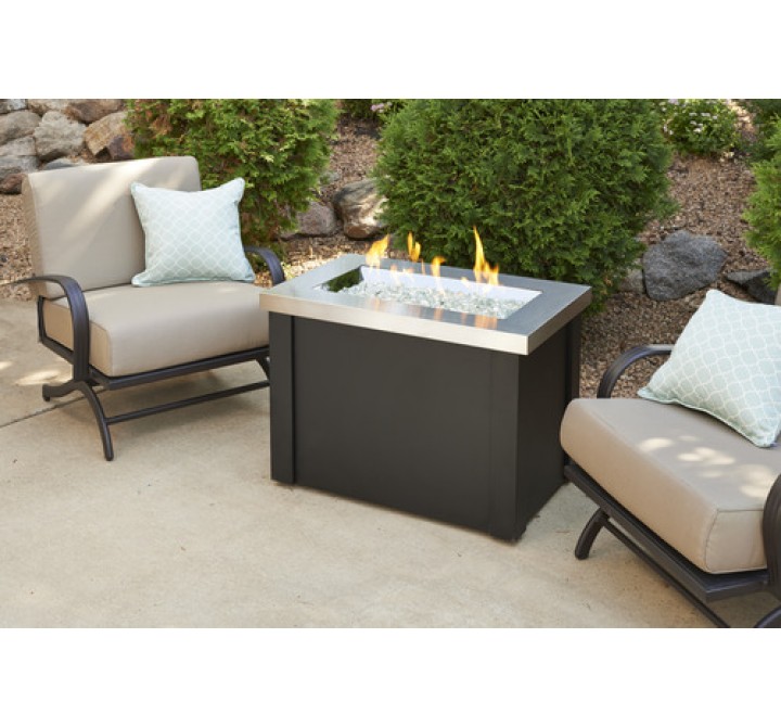 Outdoor Greatroom Company Providence Stainless Steel Crystal Fire Pit Table - Lifestyle