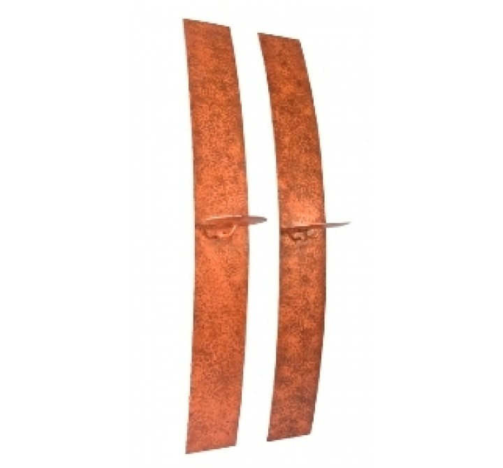 Ambiente Handmade Wrought Iron Set of 2 Wall Sconces in Aged Copper Finish