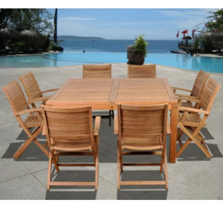 International Home Miami Amazonia Teak Boynton 9 pc Teak Square Dining Set