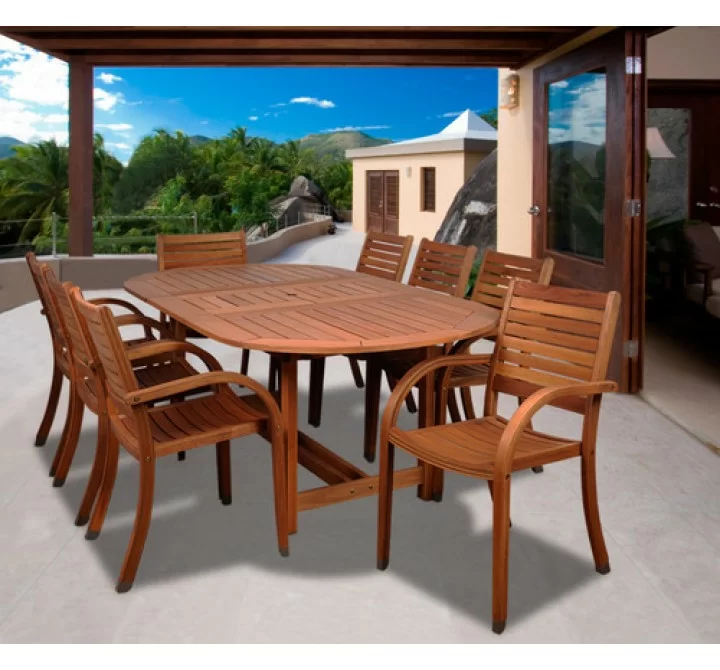 International Home Miami Amazonia Arizona 9 pc Eucalyptus Oval Dining Set