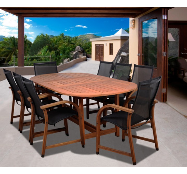 International Home Miami Amazonia Bahamas 9 Pc Eucalyptus Oval Dining Set