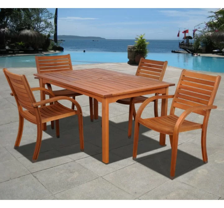 International Home Miami Amazonia Arizona 5 pc Eucalyptus Rectangular Dining Set