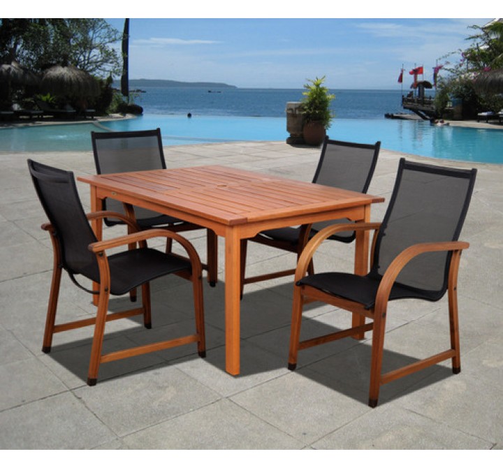 International Home Miami Amazonia Bahamas 5 pc Eucalyptus Rectangular Dining Set