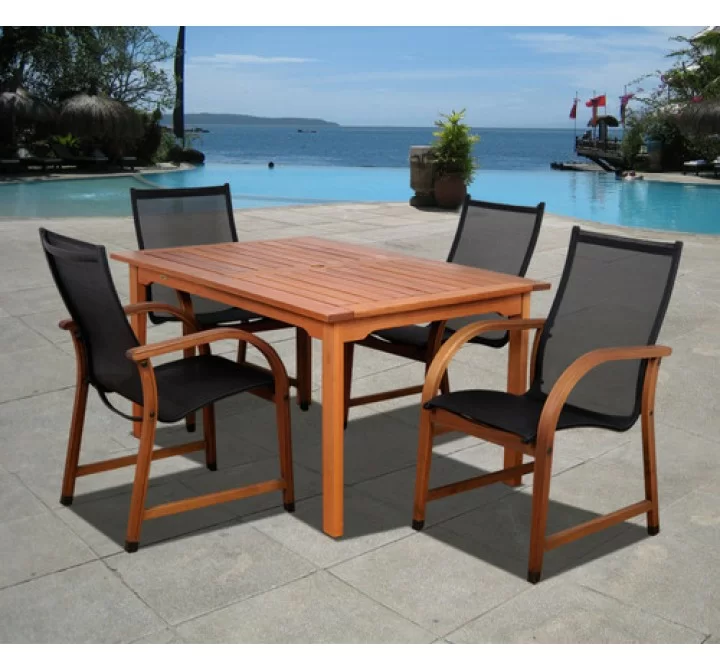 International Home Miami Amazonia Bahamas 5 pc Eucalyptus Rectangular Dining Set