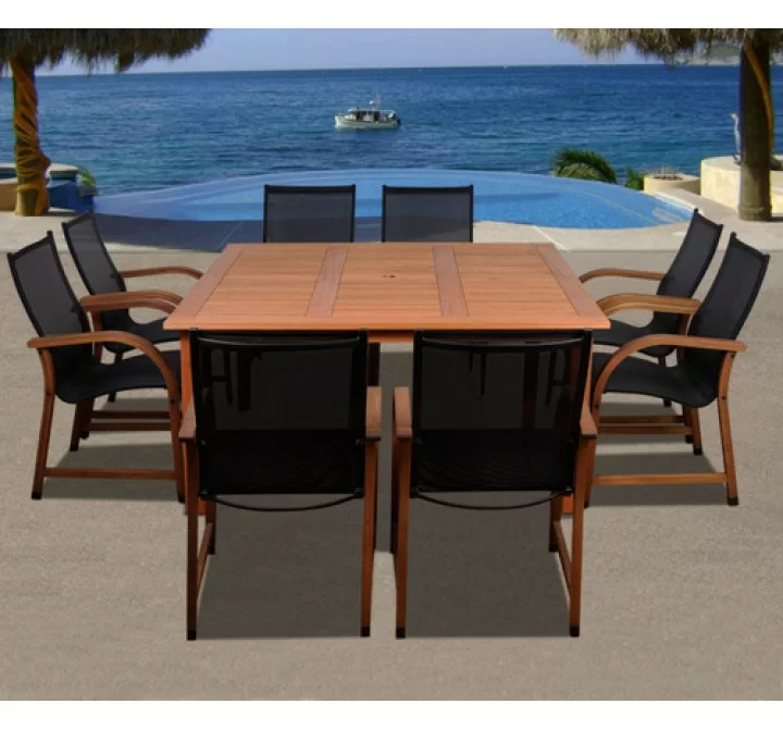 International Home Miami Amazonia Bahamas 9 Pc Eucalyptus Square Dining Set