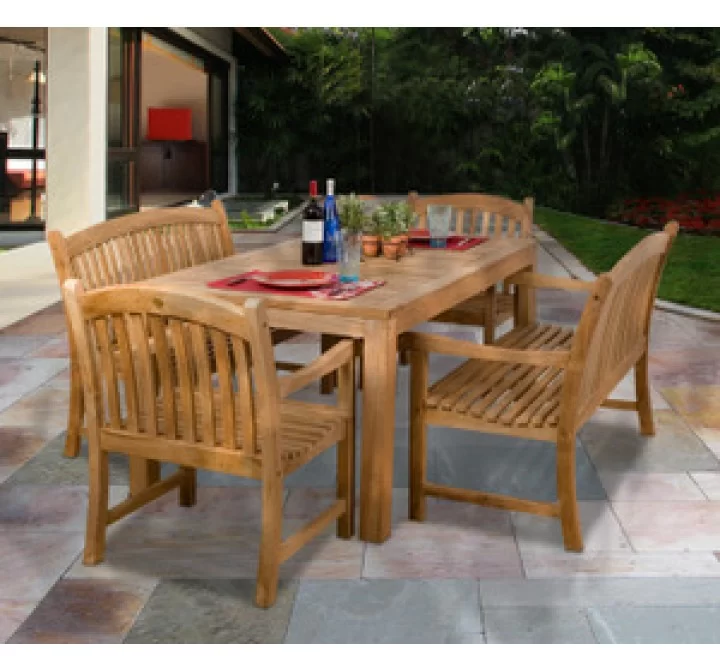 International Home Miami Amazonia Teak Geneve 5-pc Teak Dining Set