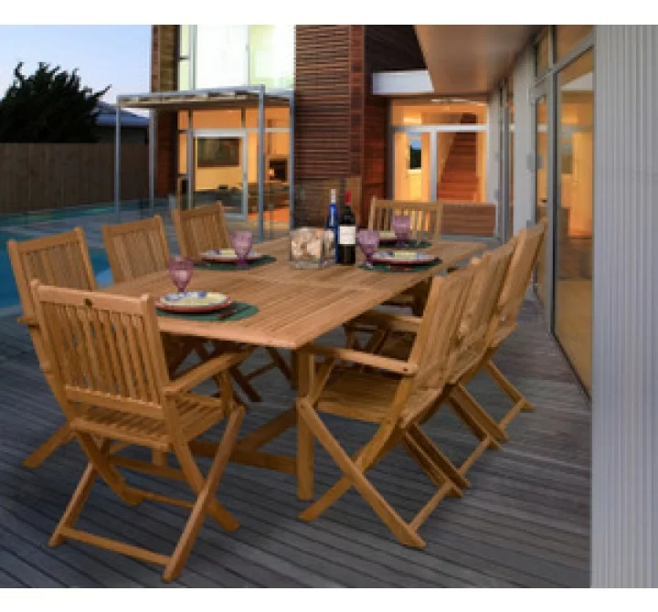 International Home Miami Amazonia Teak Hamburg 9-pc Teak Dining Set