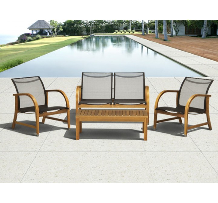 International Home Miami Amazonia Manhattan Eucalyptus 4 piece Patio Deep Seating Set