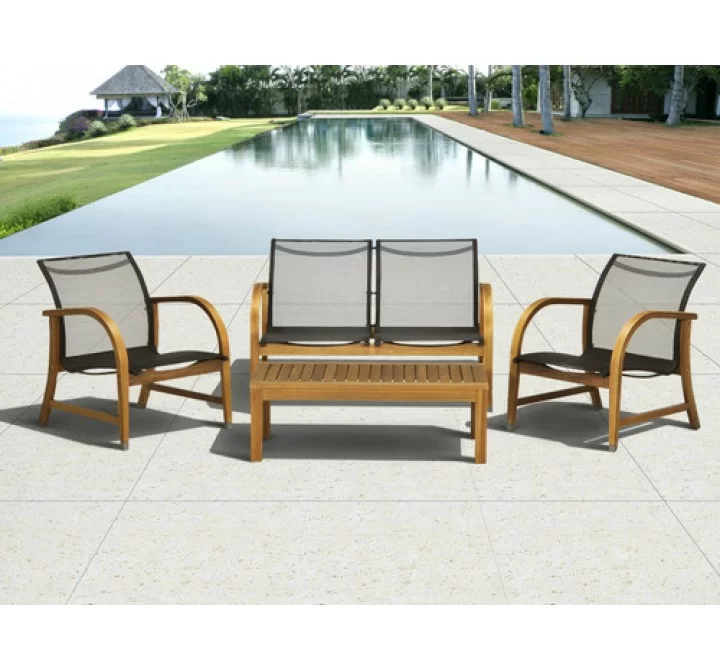 International Home Miami Amazonia Manhattan Eucalyptus 4 piece Patio Deep Seating Set
