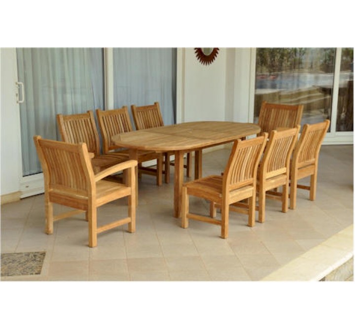 Anderson Teak Sahara 7-Piece Chairs and Bahama Oval 79" Ext. Outdoor Dining Set