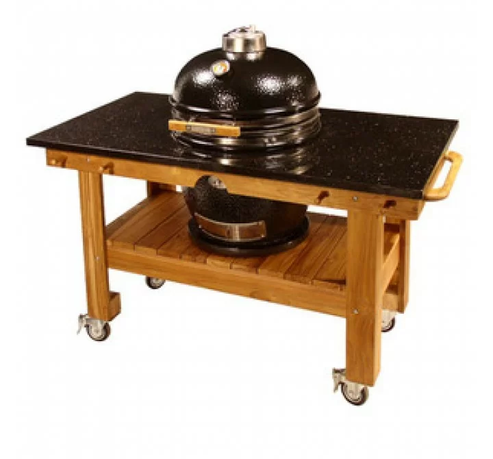 Fireside America Teak Cart with Black Galaxy Granite Top And Riser