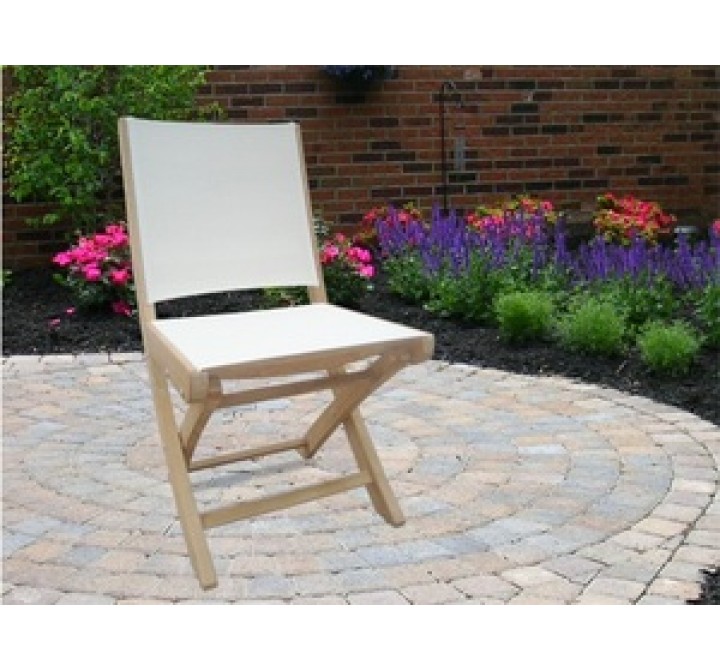 Royal Teak SailMate Folding Chair White Sling - Armless