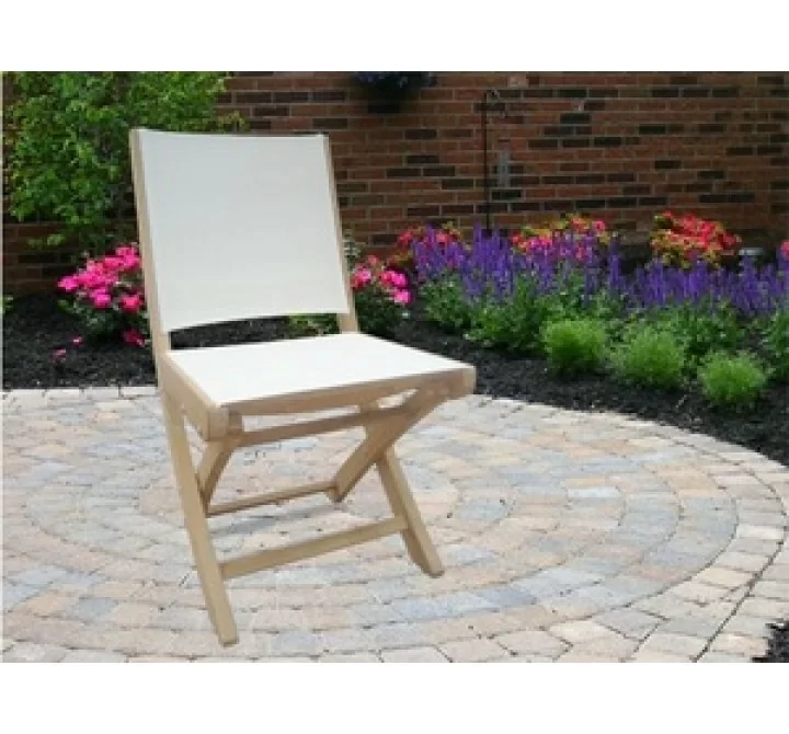 Royal Teak SailMate Folding Chair White Sling - Armless