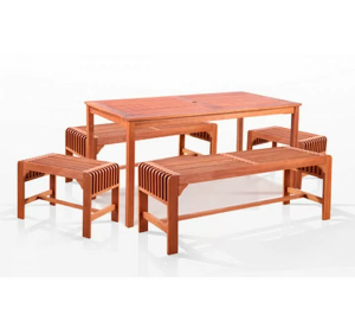 Vifah  5-Piece Two Set Backless Bench Dining Set 59" x 32"