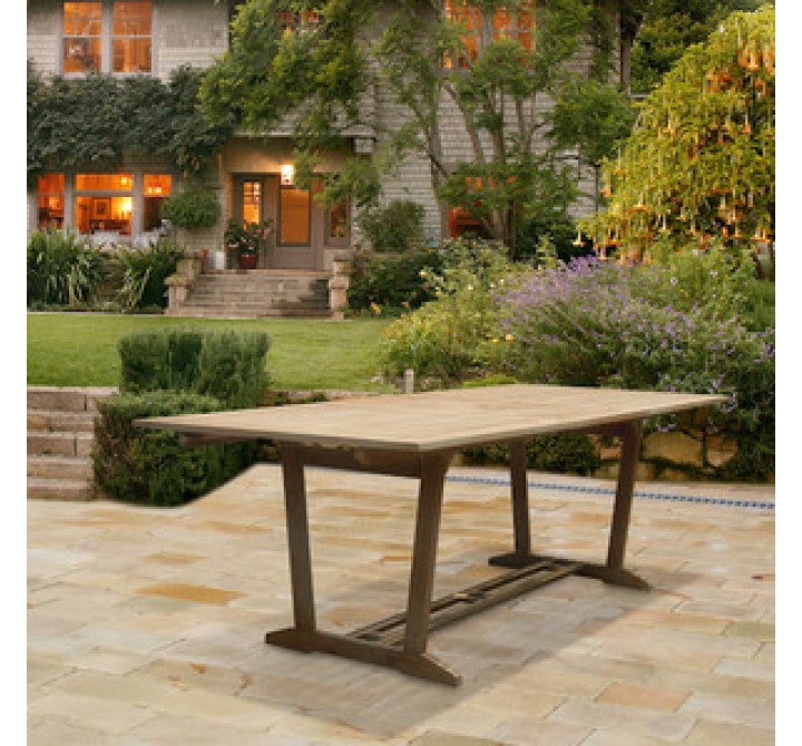 Vifah Modern Patio Renaissance Outdoor Hand-scraped Hardwood Rectangular Extension Dining Table