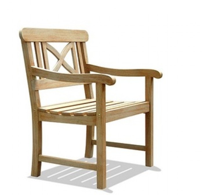 Vifah Modern Patio Renaissance Outdoor Hand-scraped Hardwood Armchair