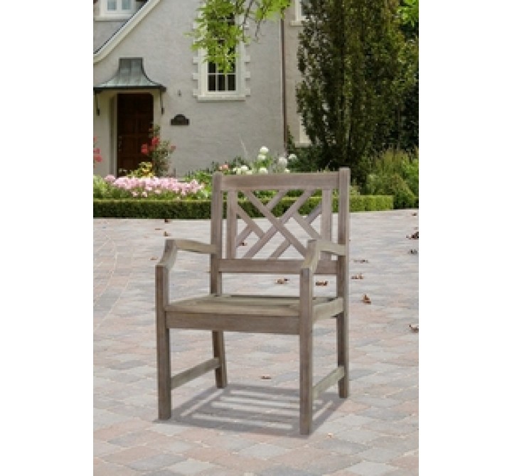 Vifah Modern Patio Renaissance Outdoor Hand-scraped Hardwood Armchair