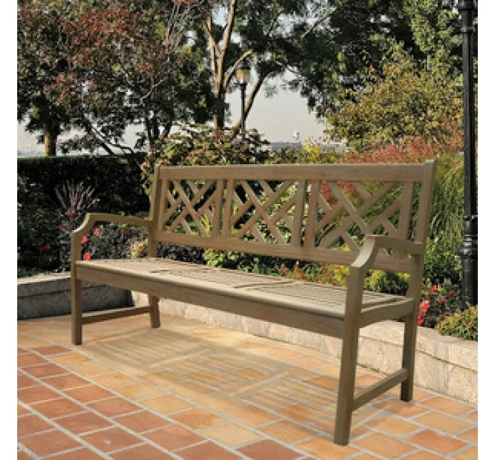 Vifah Modern Patio Renaissance Outdoor Hand-scraped Hardwood Bench