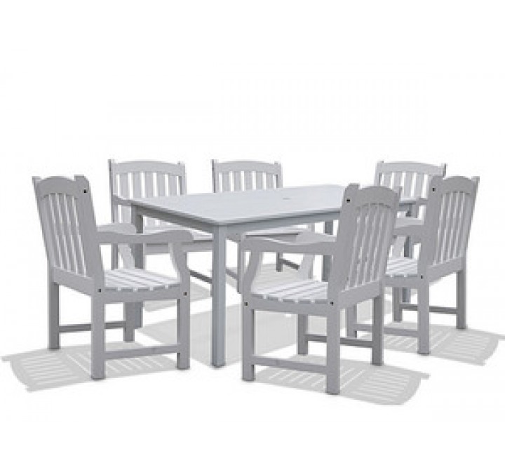 Vifah Modern Patio Bradley Rectangular Extension Table & Armchair Outdoor Wood Dining Set