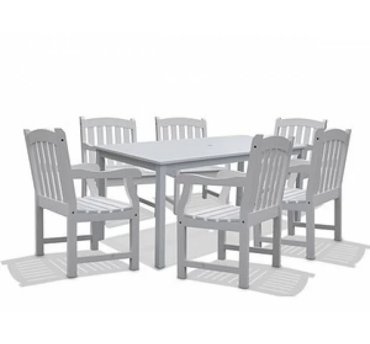 Vifah Modern Patio Bradley Rectangular Extension Table & Armchair Outdoor Wood Dining Set