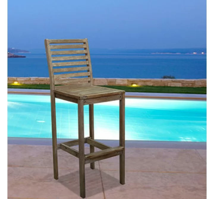 Vifah Modern Patio Renaissance Outdoor Hand-scraped Hardwood Bar Chair