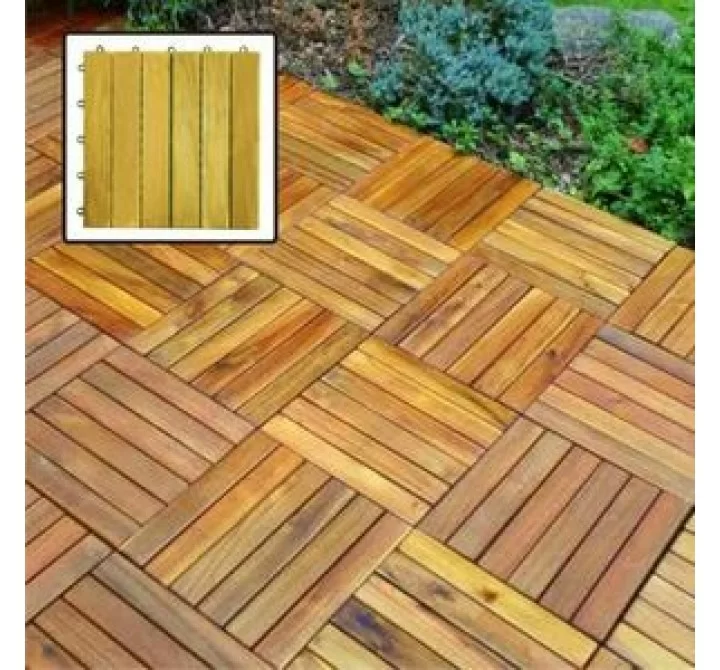 Vifah Modern Patio 6 Slat Interlocking Deck Tiles