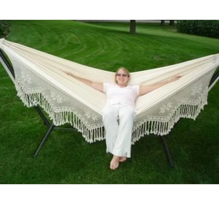 Vivere Brazilian Style Hammock - Double Deluxe in Natural Fabric