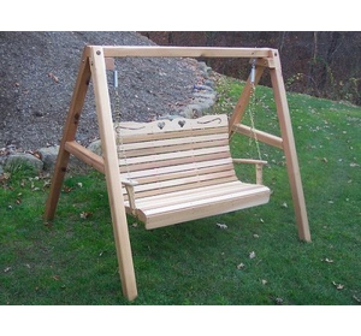 Creekvine Designs Cedar Royal Country Hearts Porch Swing w/Stand