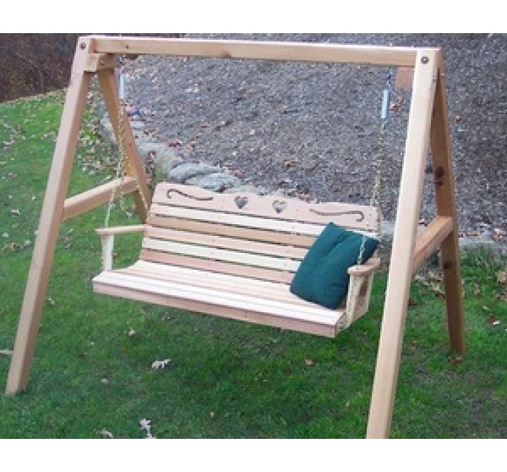 Creekvine Designs Cedar Country Hearts Porch Swing w/Stand