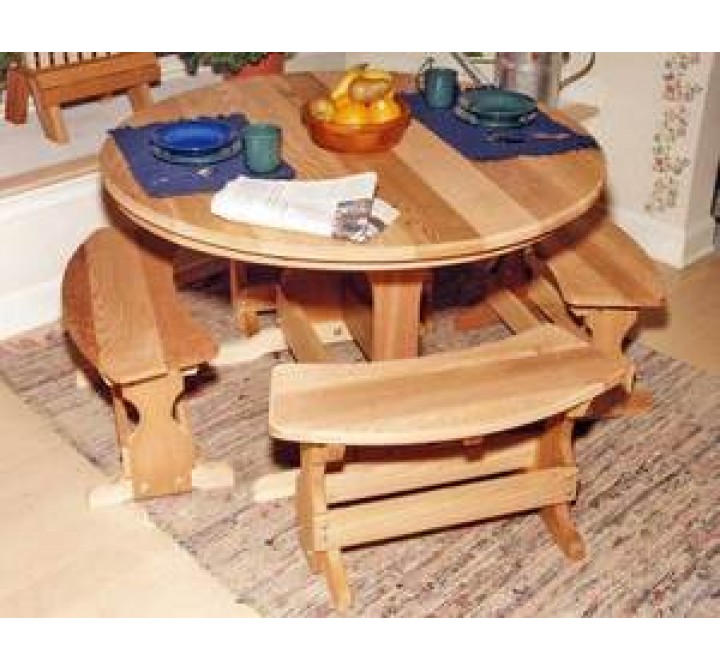 Creekvine Designs 35-Inch Cedar Round Trestle Dining Set