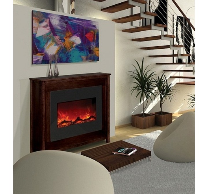 Amantii Zero Clearance 30" Electric Fireplace-32" x 26" Black Glass Surround