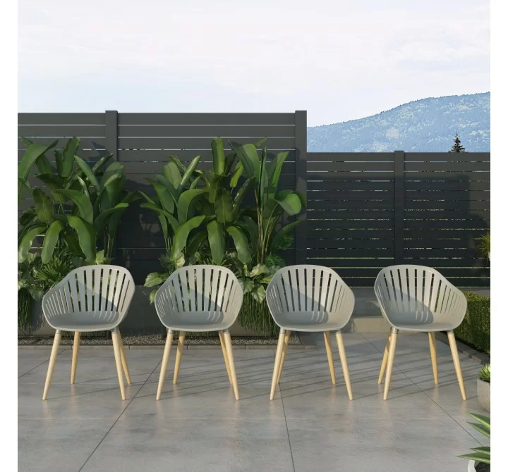 Amazonia 4-Piece Chairs Set | Teak Finish - Lifestyle