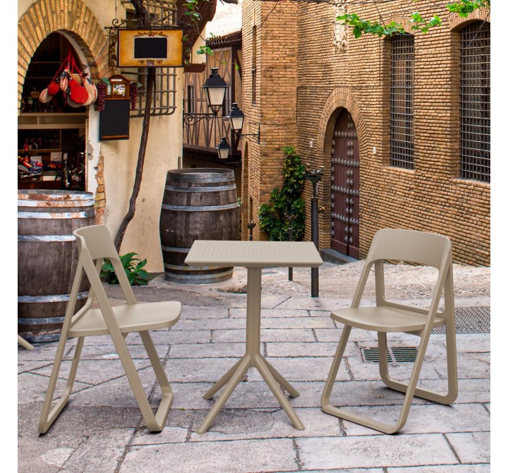 Compamia Dream Folding Outdoor Bistro Set with 2 Chairs Dark Gray, Taupe, Lifestyle