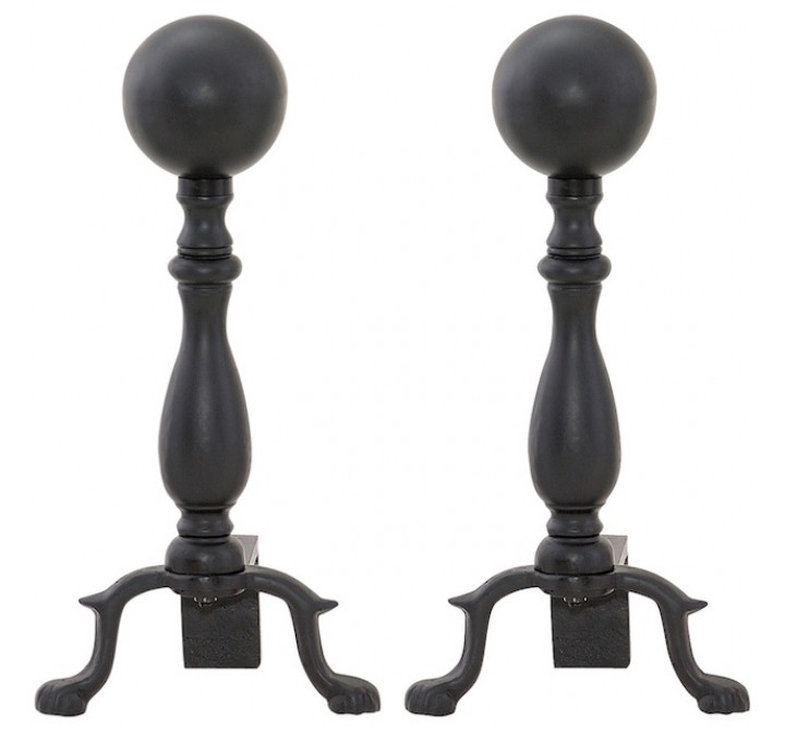 Mr. Bar-B-Q UniFlame® Black Wrought Iron Ball Andirons