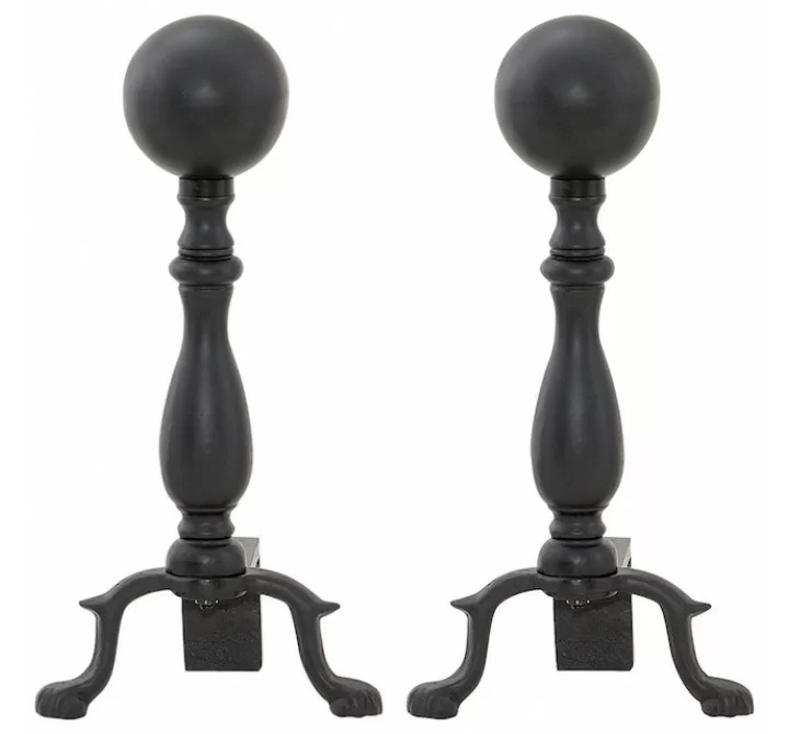 Mr. Bar-B-Q UniFlame® Black Wrought Iron Ball Andirons