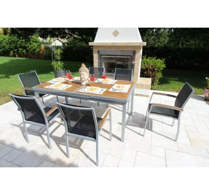 Galliano 7 Pc Dining Set with Sling in Castaway