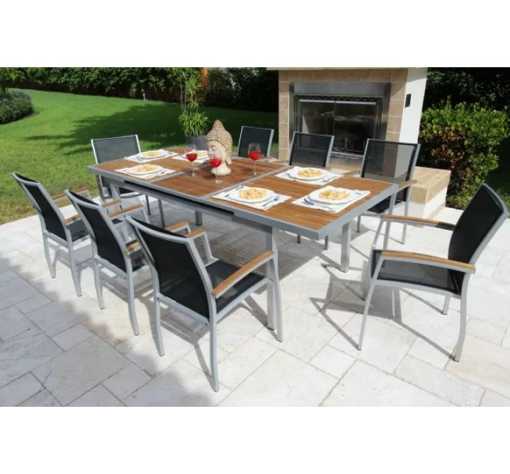 Galliano 9 Pc Dining Set with Sling in Castaway