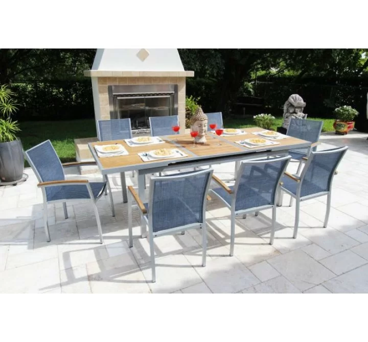 Galliano 9 Pc Dining Set with Sling in Neptum Fabric