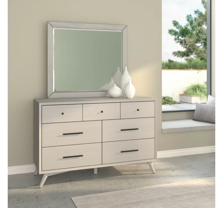Alpine Furniture Flynn Mid Century Modern Mirror, Grey - Lifestyle