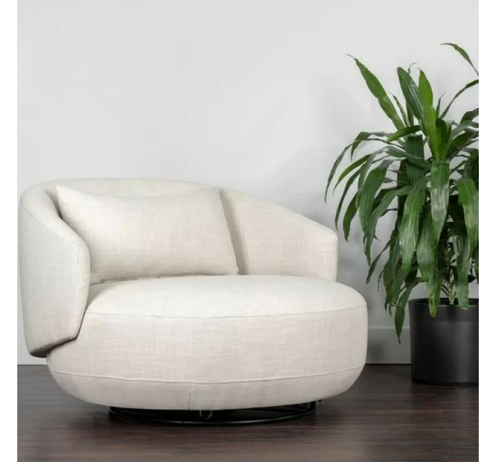 Sunpan Walsh Swivel Lounge Chair Effie Linen - Lifestyle