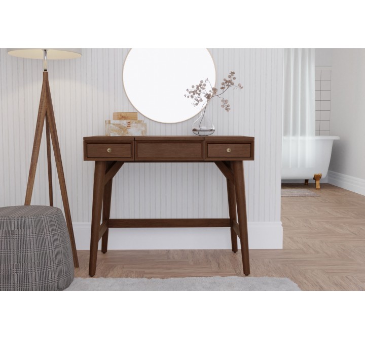 Alpine Furniture Flynn Bedroom Vanity, Walnut - Lifestyle