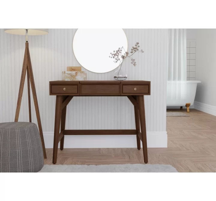 Alpine Furniture Flynn Bedroom Vanity, Walnut - Lifestyle